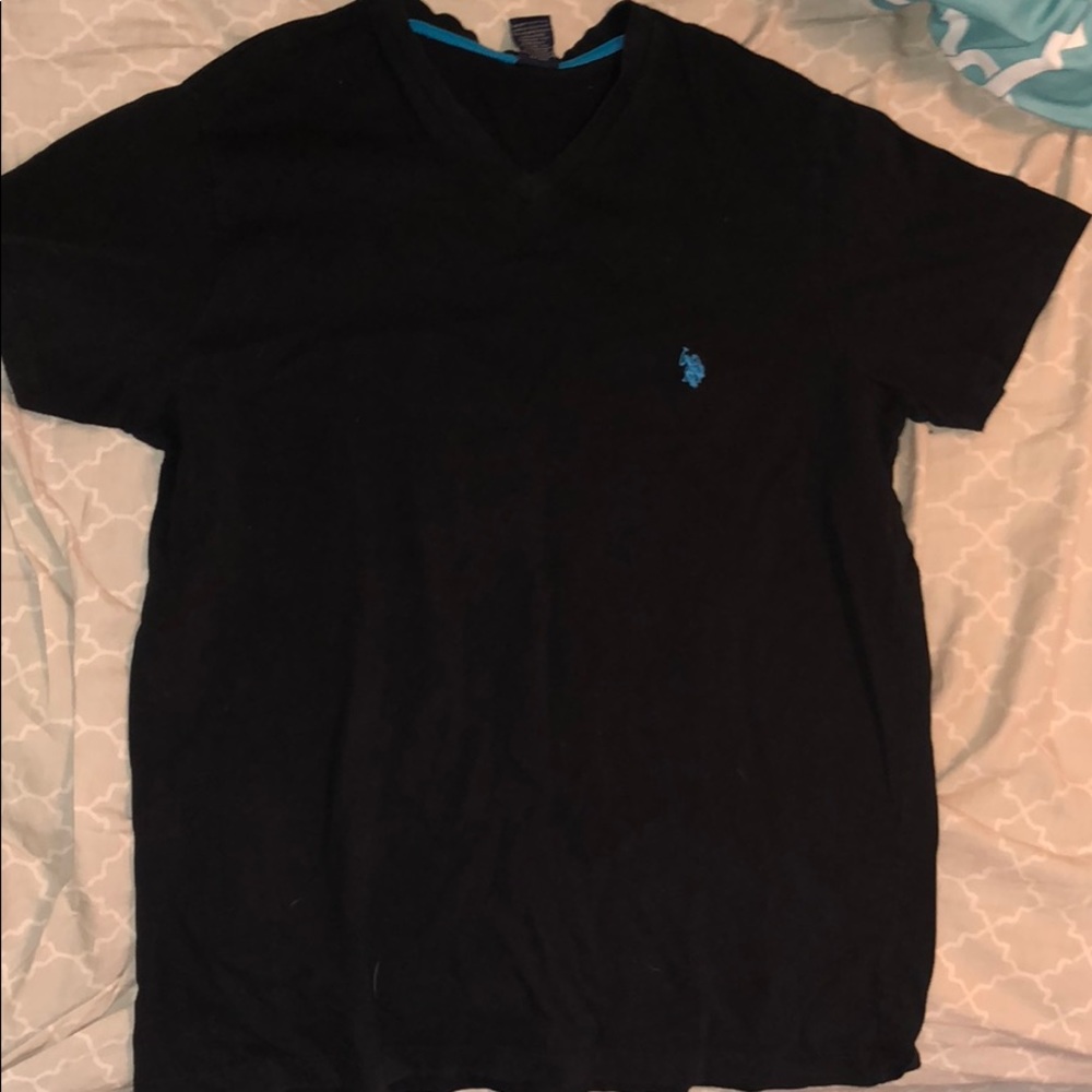 Black v neck polo
